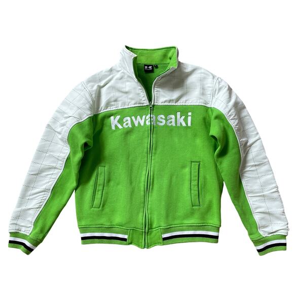 Kawasaki Racing Jacket XLGreen White Moto Y2K Vintage Style Full Zip Retro